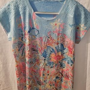 Othr Blue and Pink Floral Women's Blouse